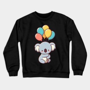 Cute koala bear with balloons, happy birthday greeting card vector illustration, koala lovers Crewneck Sweatshirt